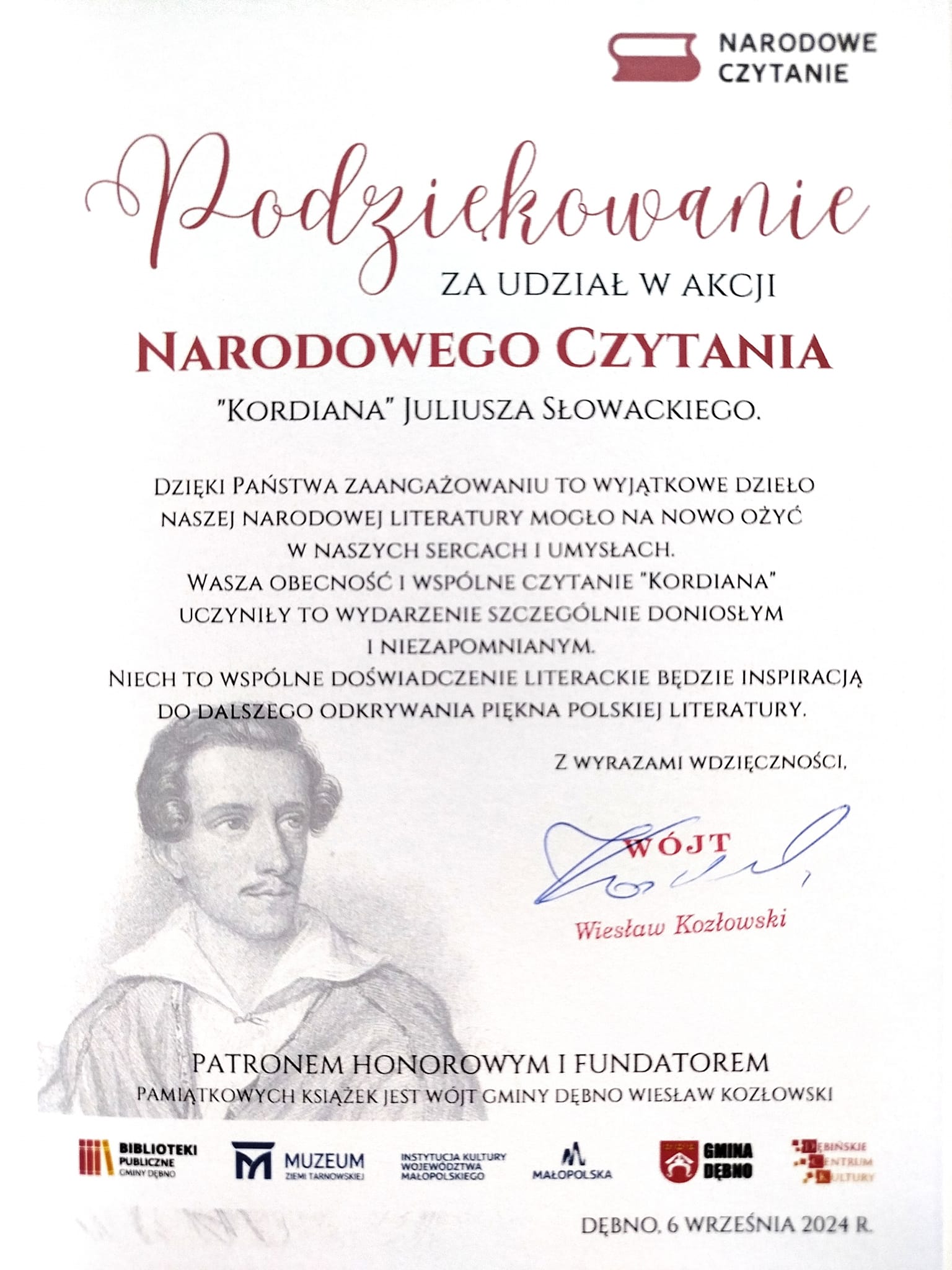 Narodowego Czytania odbyła się dziś w Muzeum – Zamek w Dębnie.