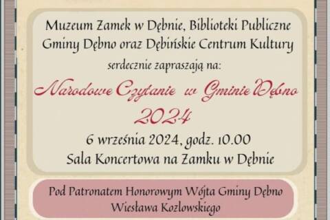 Narodowe Czytanie – Lekturą tegorocznej odsłony będzie “Kordian” Juliusza Słowackiego odbędzie się 6 września o godz. 10.00 na Zamku w Dębnie